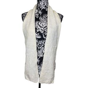 Ivory Chenille Knit Ribbed Long Scarf Wrap Winter Boho Soft Minimalist Warm Fall